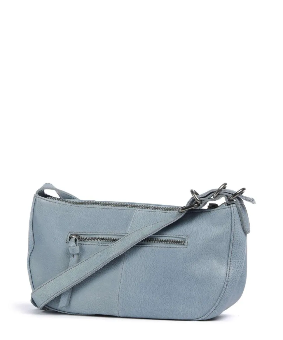 Ride Easy Schultertasche genarbtes Leder hellblau