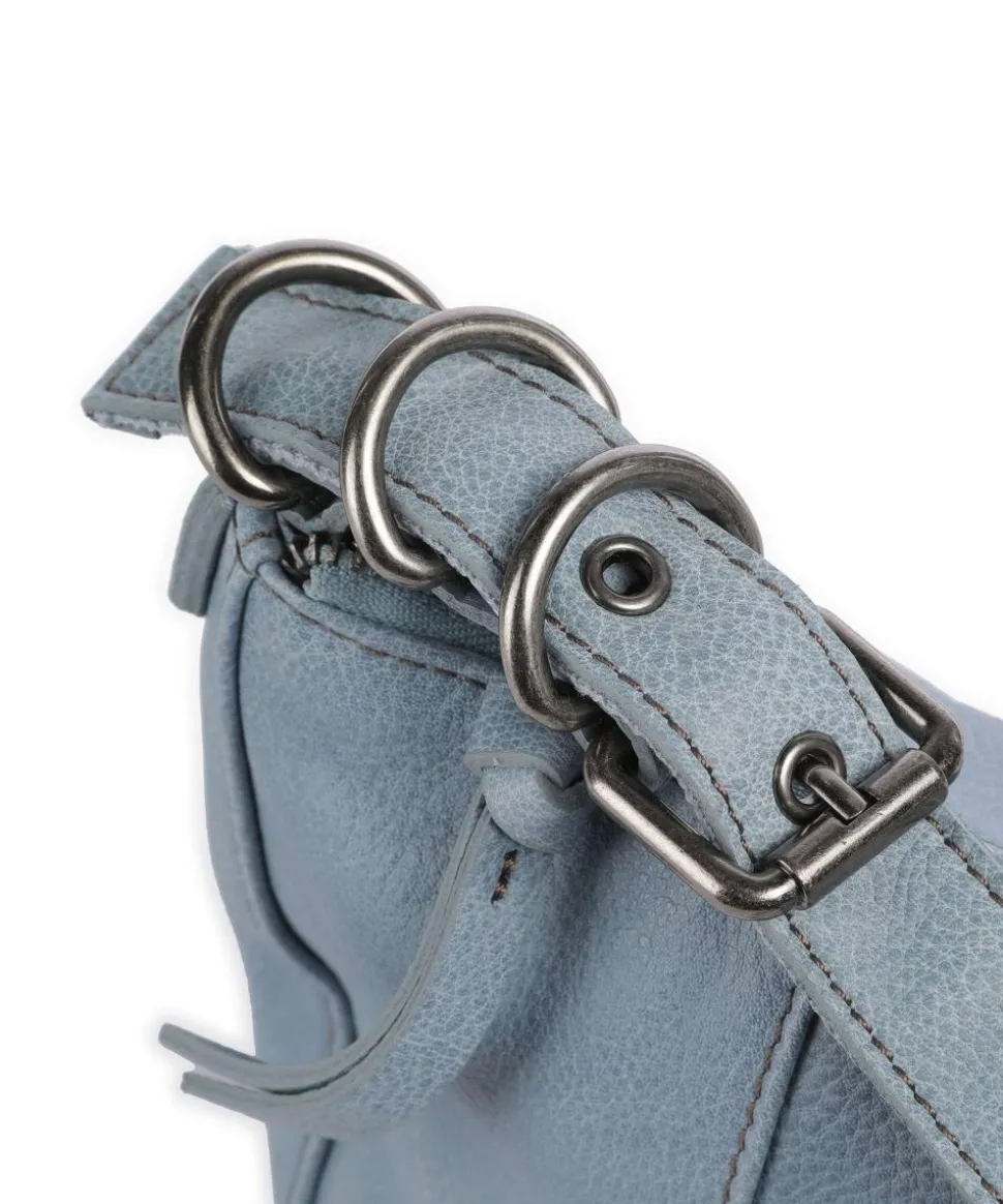 Ride Easy Schultertasche genarbtes Leder hellblau