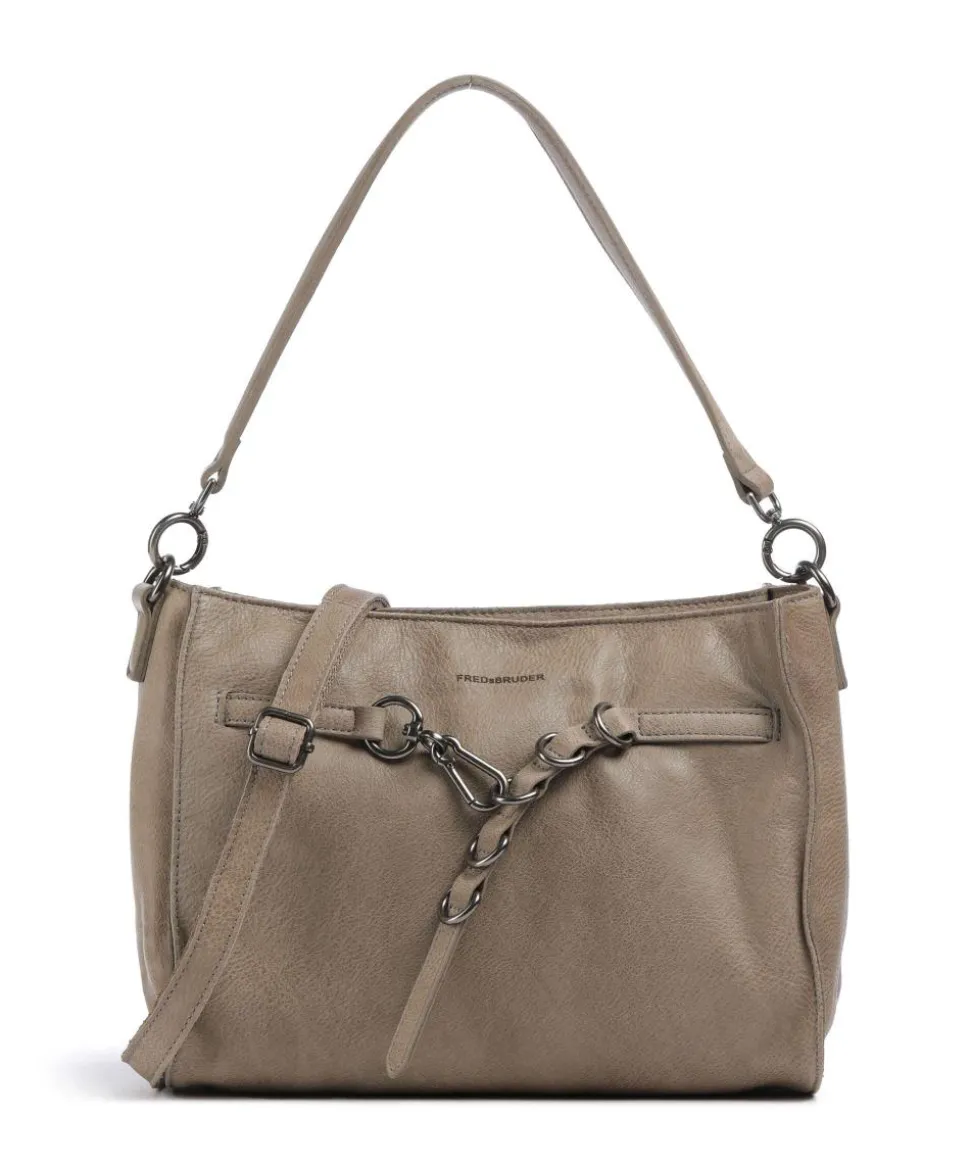 Ride Easy Schultertasche genarbtes Leder stein