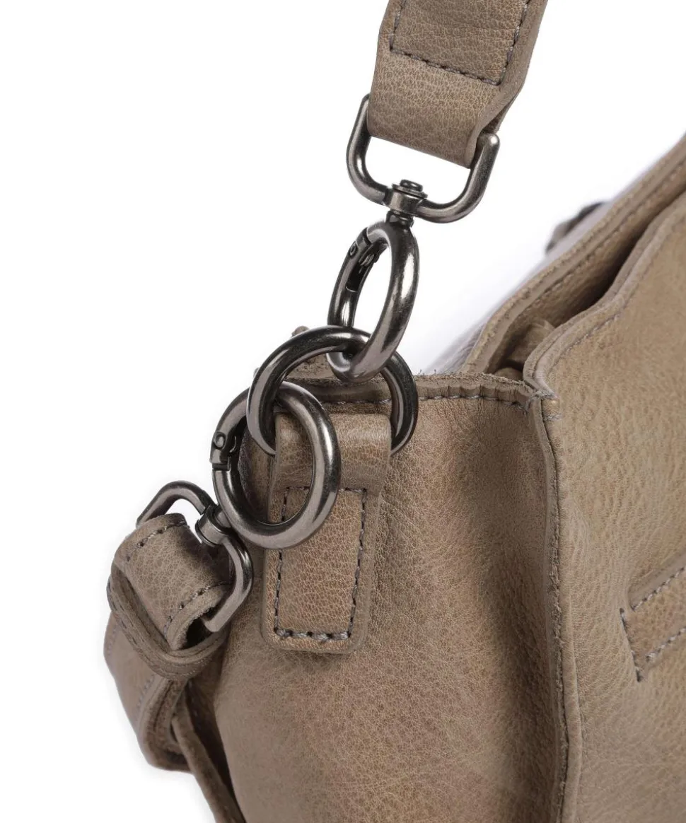 Ride Easy Schultertasche genarbtes Leder stein