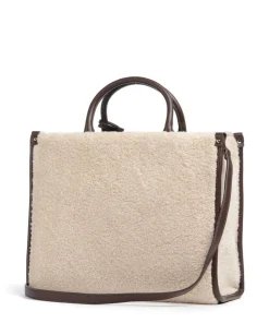 Ridhi M Handtasche Lederimitat, Kunstfell beige/braun