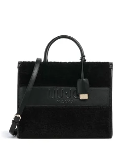 Ridhi M Handtasche Lederimitat, Kunstfell schwarz