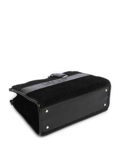 Ridhi M Handtasche Lederimitat, Kunstfell schwarz