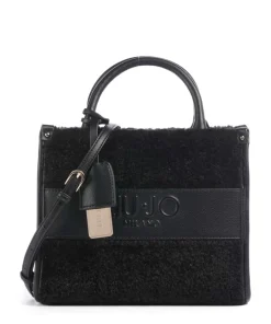 Ridhi S Handtasche Lederimitat, Kunstfell schwarz