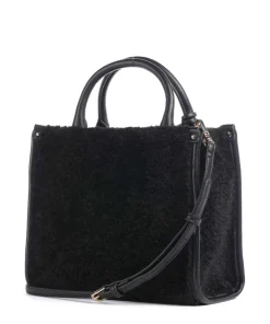 Ridhi S Handtasche Lederimitat, Kunstfell schwarz