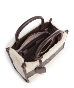 Ridhi S Handtasche Lederimitat, Kunstfell beige/braun