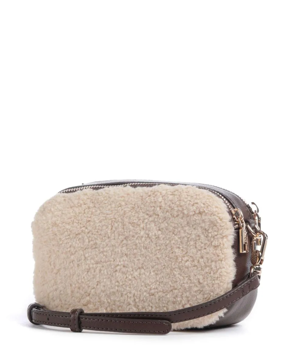 Ridhi S Umhängetasche Lederimitat, Kunstfell dunkelbraun