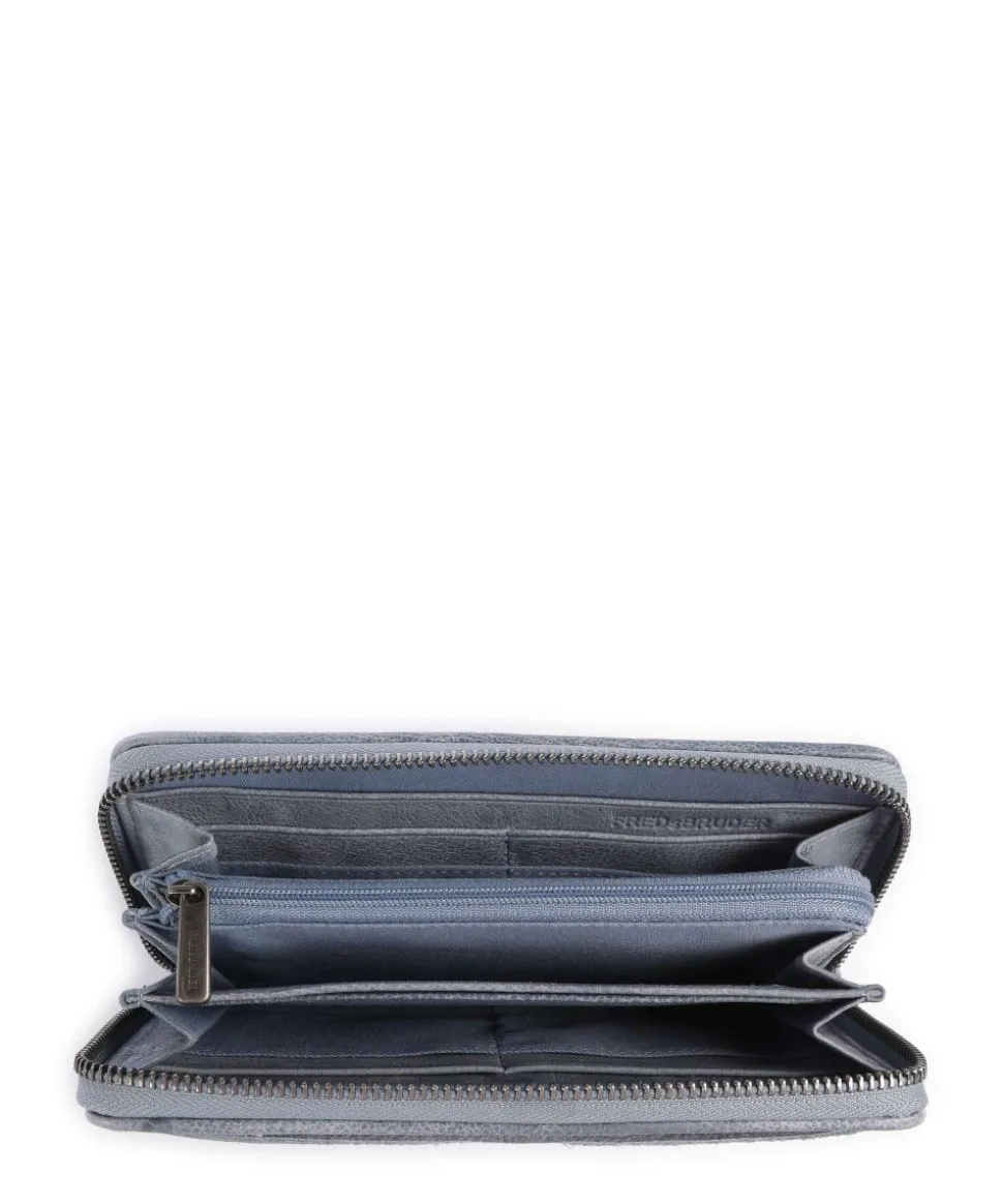 Riffel Big Total Geldbörse genarbtes Rindsleder blaugrau