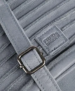 Riffellinchen Umhängetasche genarbtes Rindsleder blaugrau