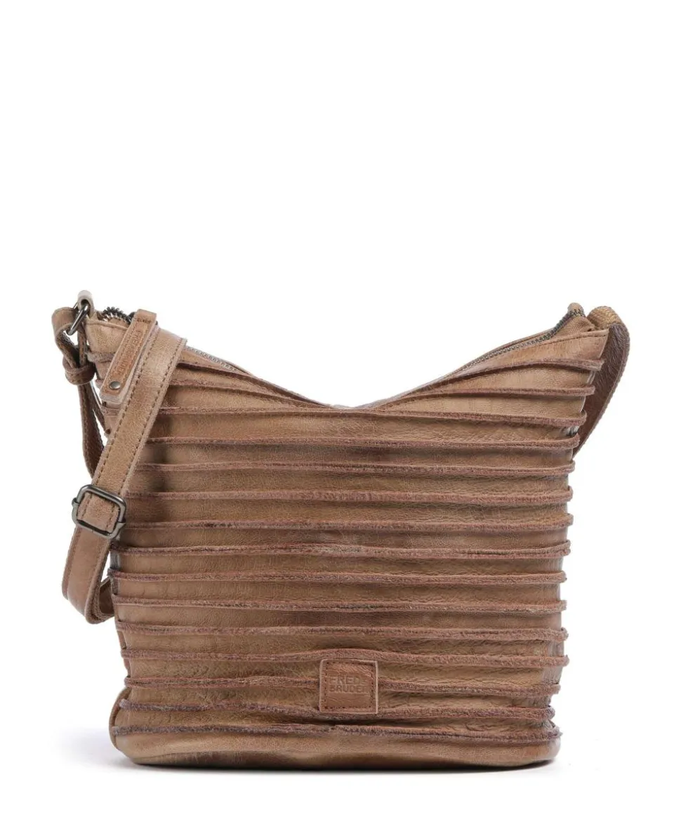 Riffellinchen Umhängetasche genarbtes Rindsleder karamellbraun