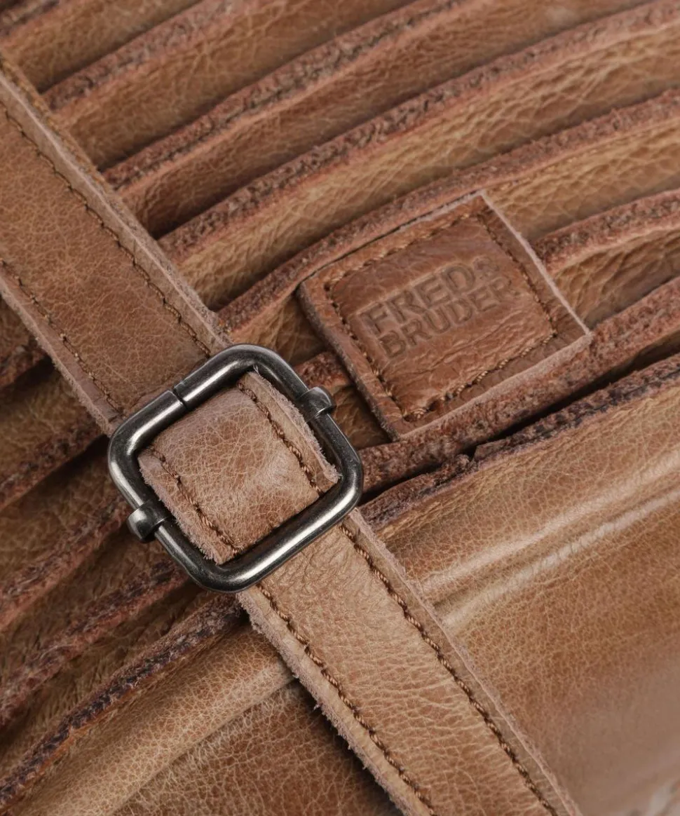 Riffellinchen Umhängetasche genarbtes Rindsleder karamellbraun