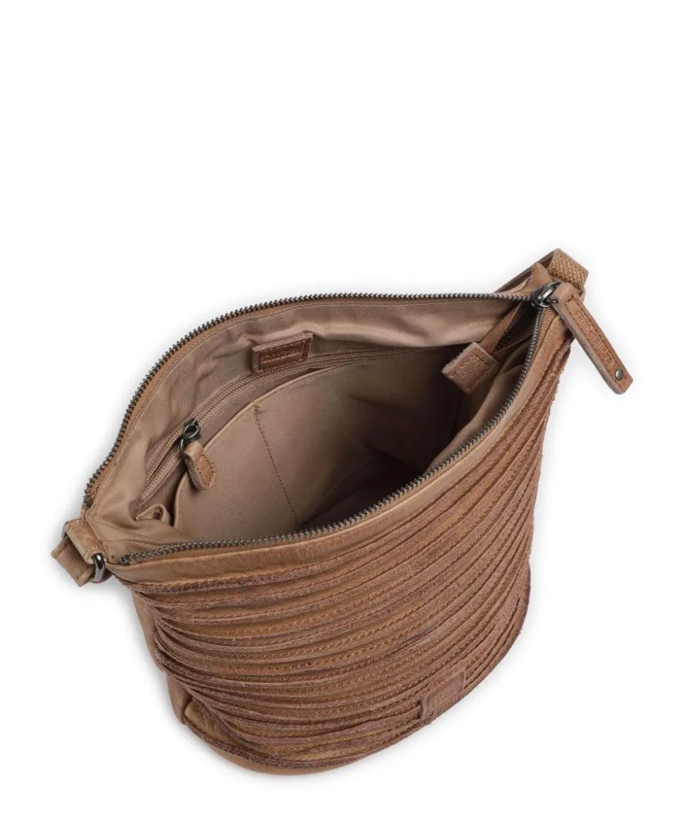 Riffellinchen Umhängetasche genarbtes Rindsleder karamellbraun