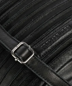 Riffellinchen Umhängetasche genarbtes Rindsleder schwarz