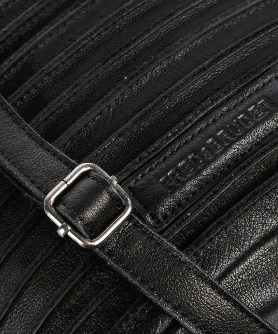 Riffellinchen Umhängetasche genarbtes Rindsleder schwarz