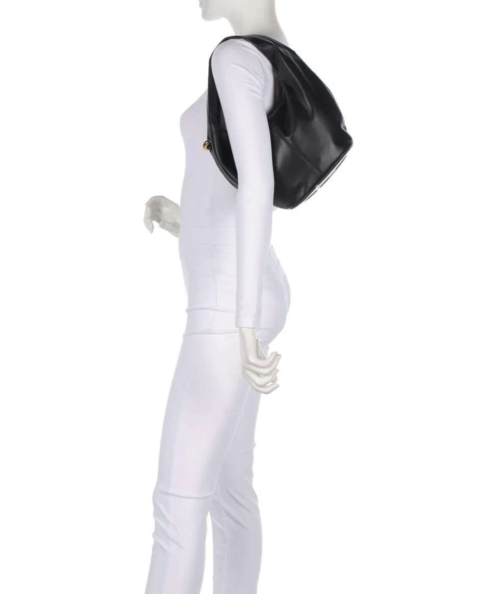 Ring Mini Beuteltasche fein genarbtes Leder schwarz