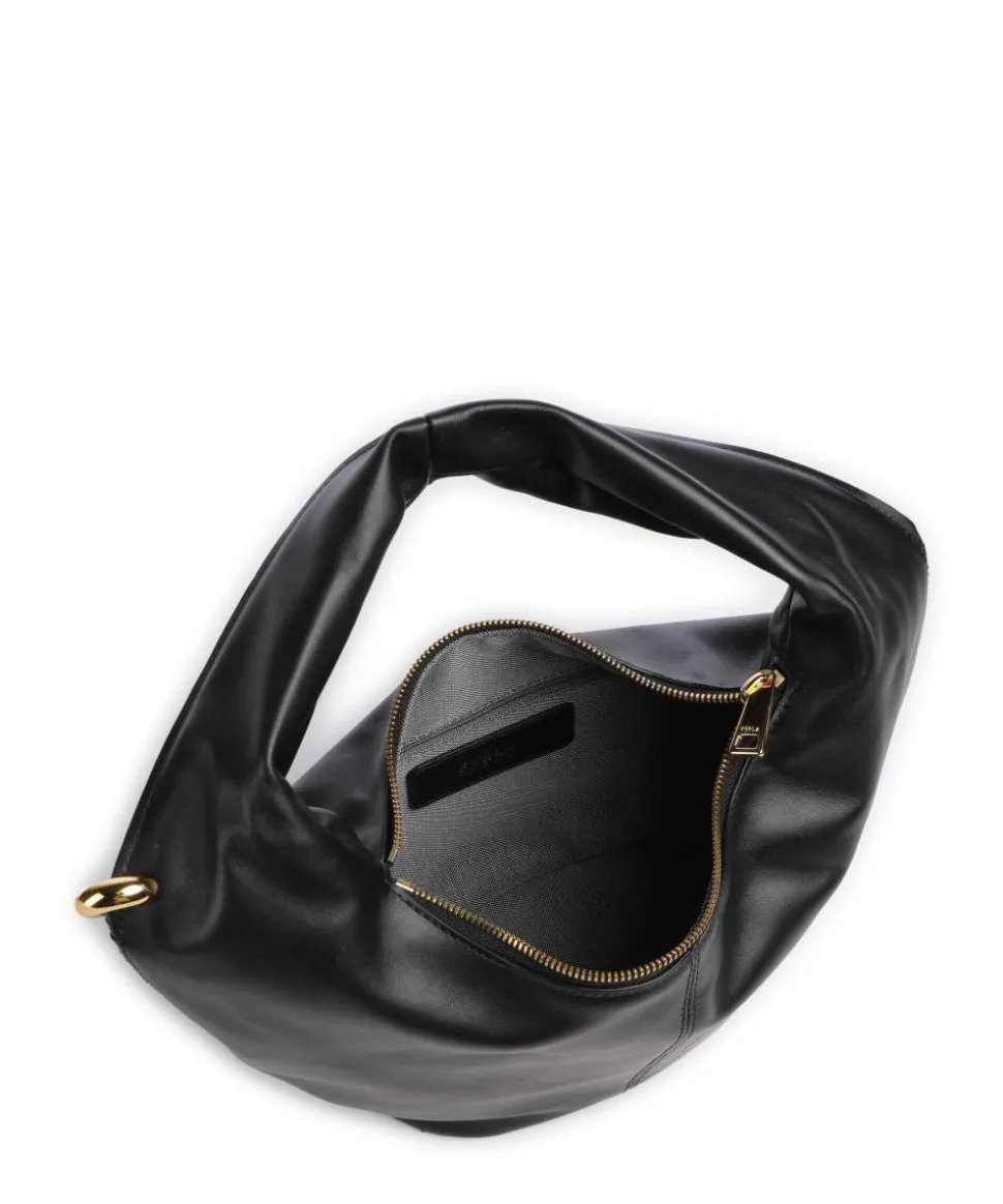 Ring Mini Beuteltasche fein genarbtes Leder schwarz