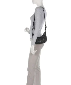 Rock Palma Umhängetasche genarbtes Leder schwarz