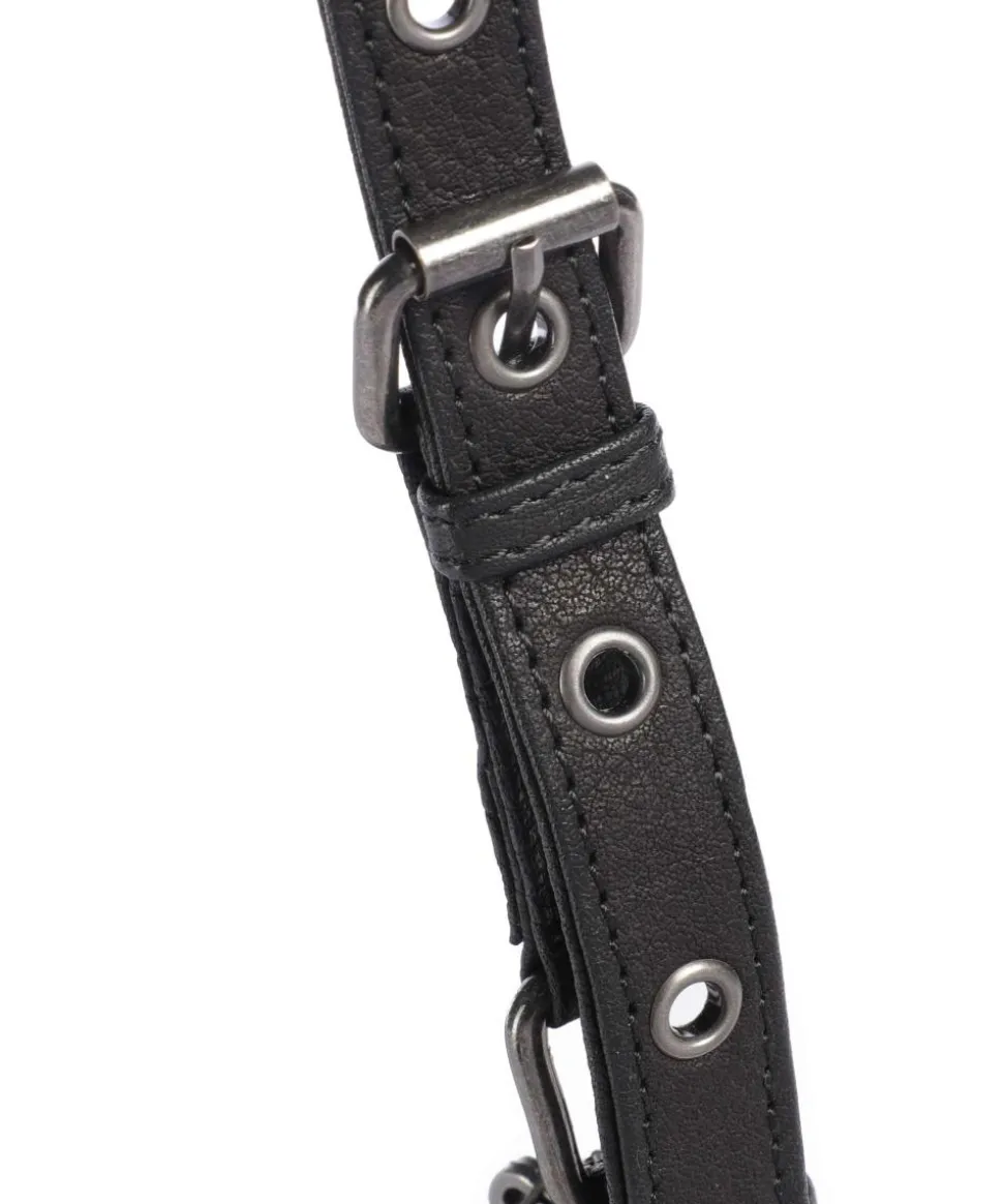 Rock Palma Umhängetasche genarbtes Leder schwarz