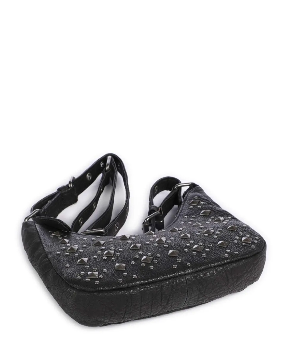 Rock Palma Umhängetasche genarbtes Leder schwarz