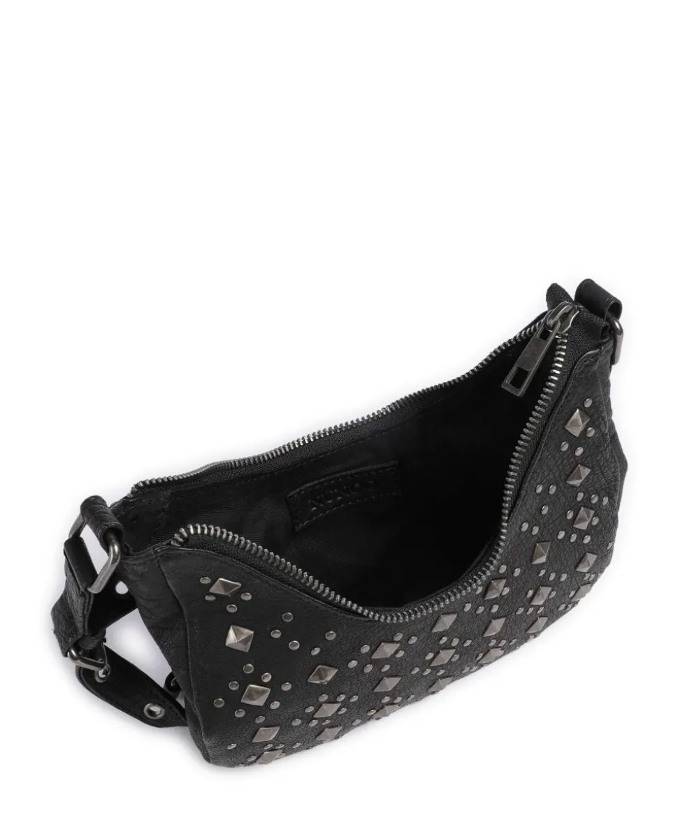 Rock Palma Umhängetasche genarbtes Leder schwarz