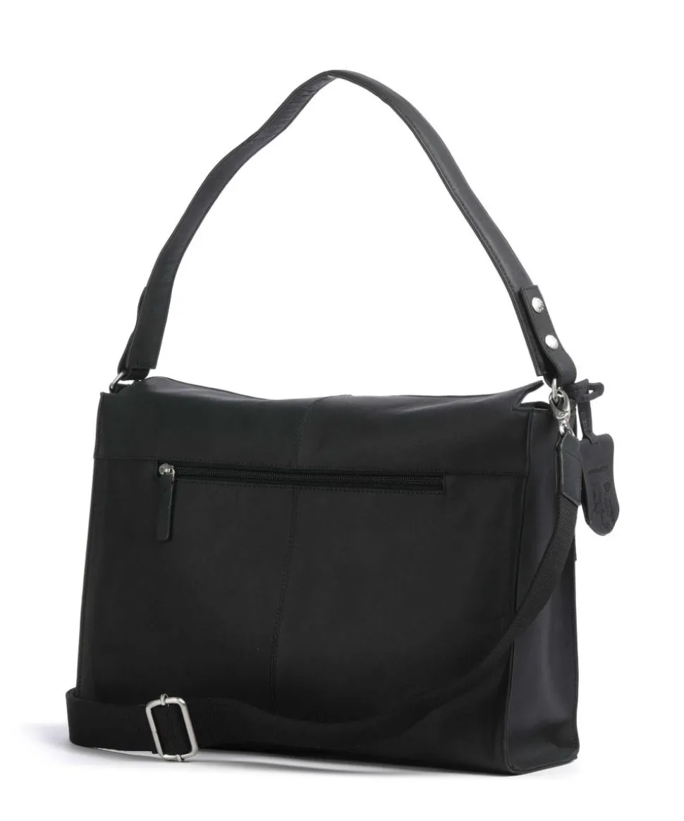 Rogue Robyn Schultertasche fein genarbtes Leder schwarz