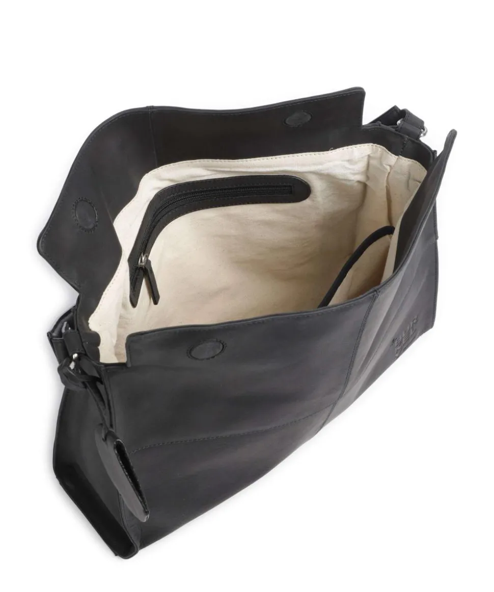 Rogue Robyn Schultertasche fein genarbtes Leder schwarz