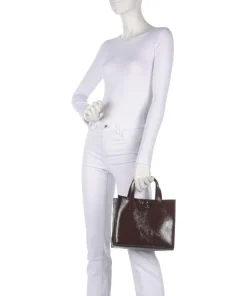 Rouseta Handtasche genarbtes Leder dunkelbraun