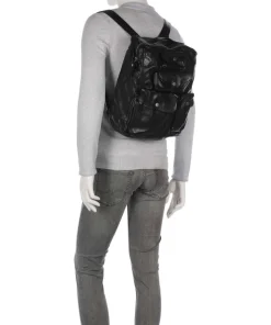 Rucksack fein genarbtes Rindsleder schwarz