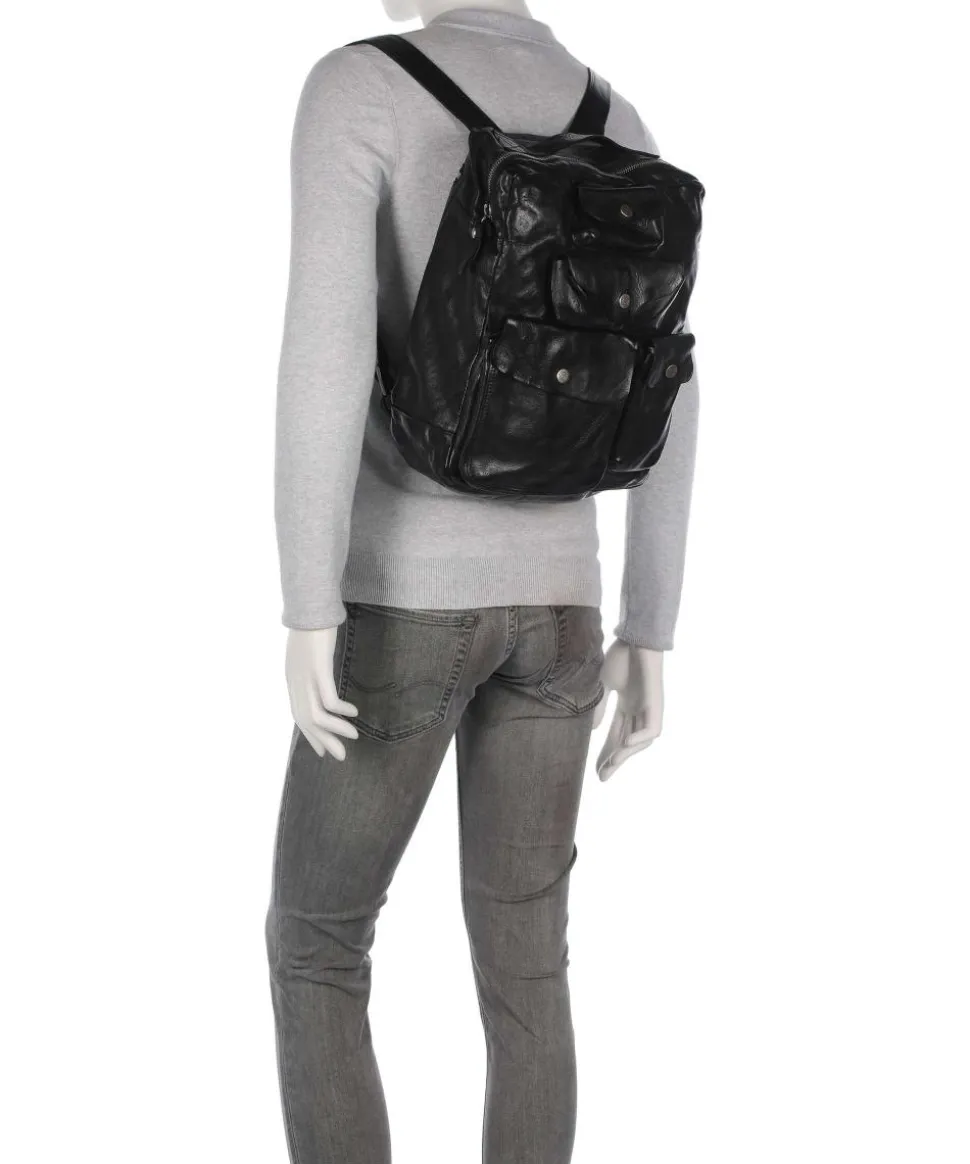 Rucksack fein genarbtes Rindsleder schwarz