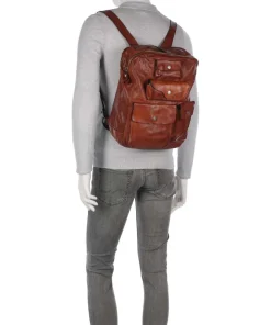 Rucksack fein genarbtes Rindsleder cognac