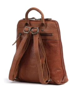 Rucksack genarbtes Leder cognac