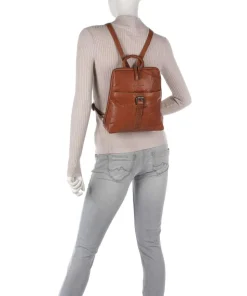 Rucksack genarbtes Leder cognac