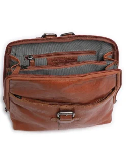 Rucksack genarbtes Leder cognac