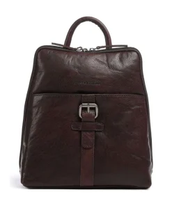 Rucksack genarbtes Leder dunkelbraun