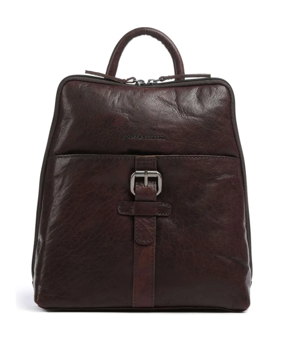 Rucksack genarbtes Leder dunkelbraun