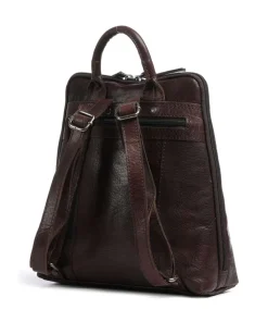 Rucksack genarbtes Leder dunkelbraun
