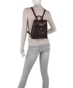 Rucksack genarbtes Leder dunkelbraun