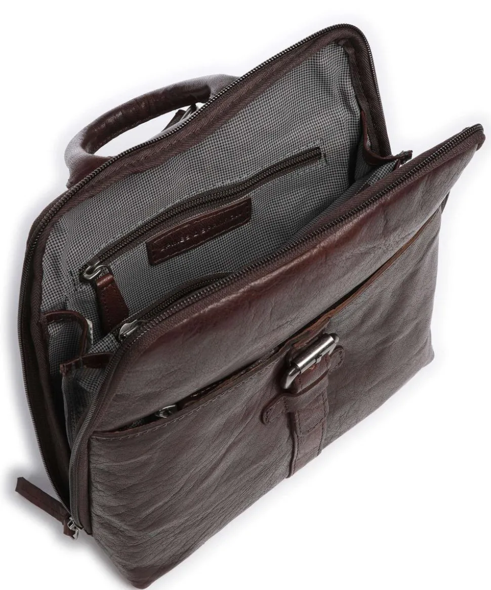 Rucksack genarbtes Leder dunkelbraun