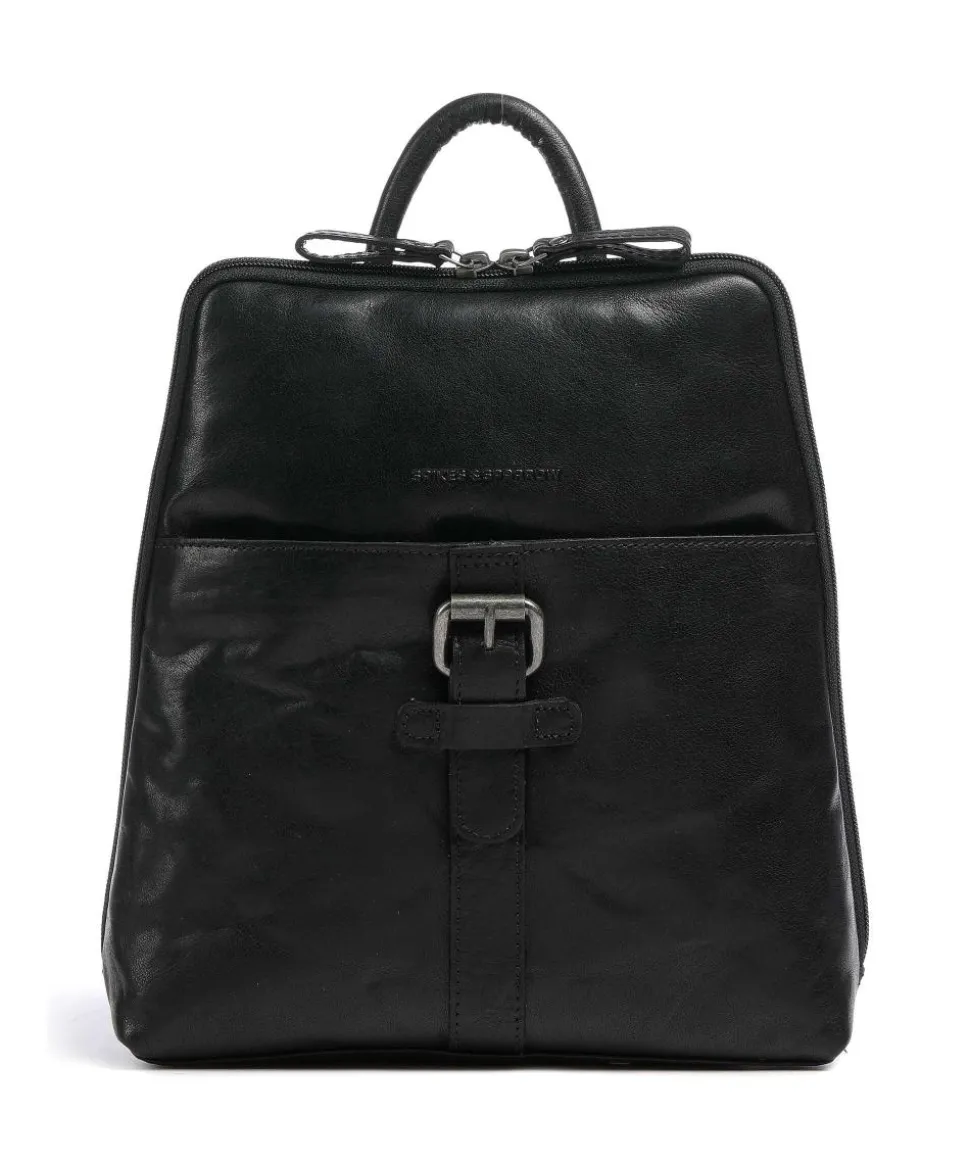 Rucksack genarbtes Leder schwarz