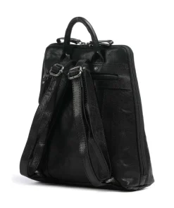 Rucksack genarbtes Leder schwarz