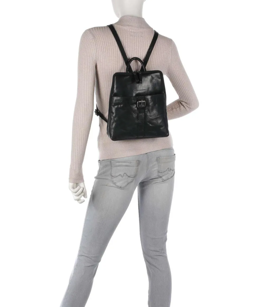 Rucksack genarbtes Leder schwarz