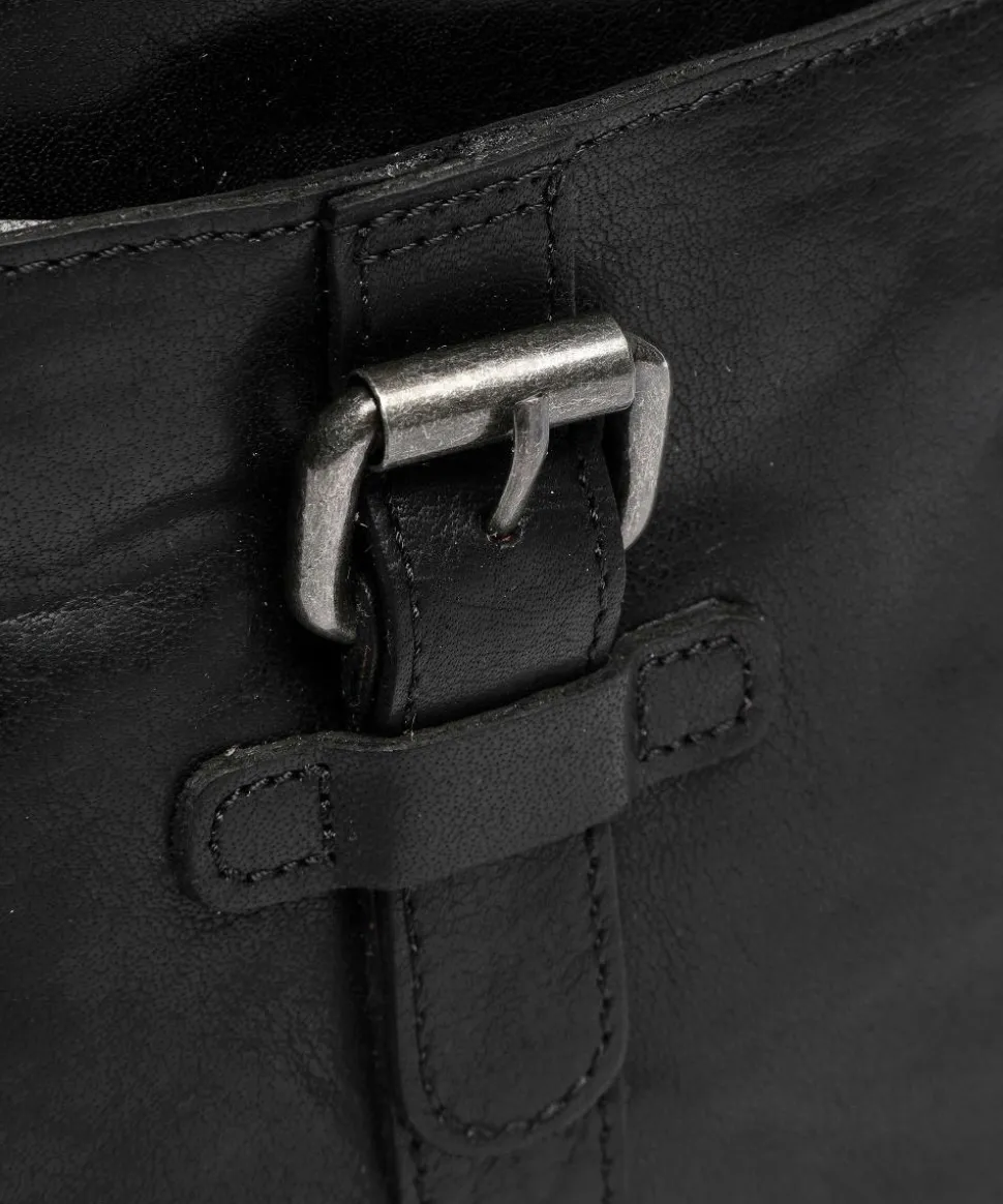 Rucksack genarbtes Leder schwarz