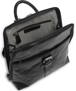 Rucksack genarbtes Leder schwarz