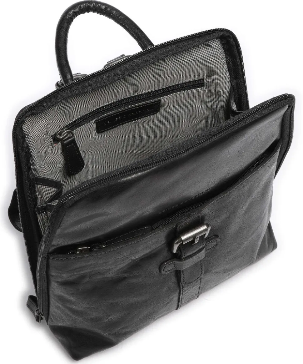 Rucksack genarbtes Leder schwarz