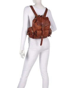 Rucksack genarbtes Rindsleder cognac