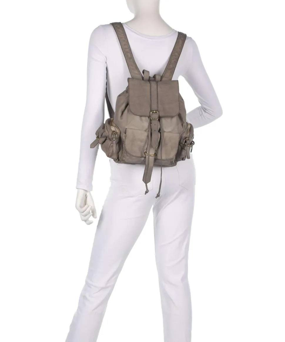 Rucksack genarbtes Rindsleder grau