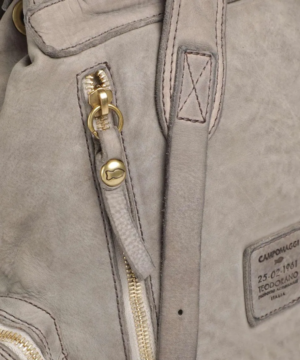 Rucksack genarbtes Rindsleder grau