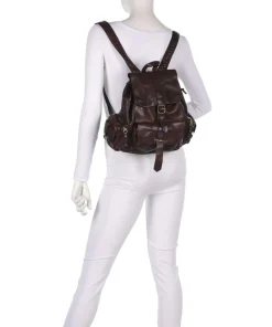 Rucksack genarbtes Rindsleder dunkelbraun