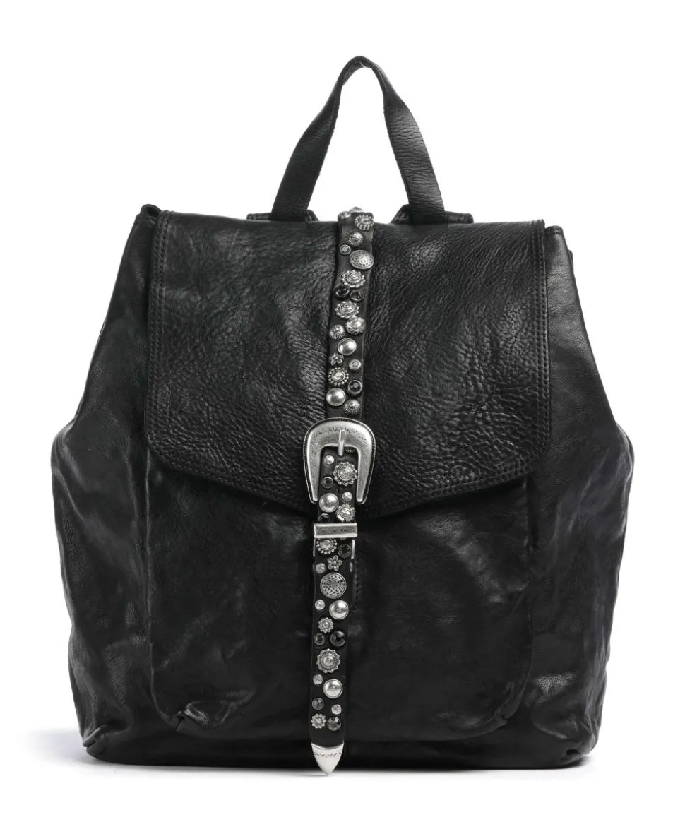 Rucksack genarbtes Rindsleder schwarz