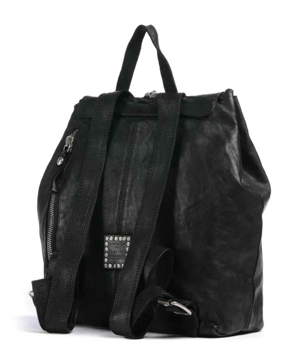 Rucksack genarbtes Rindsleder schwarz